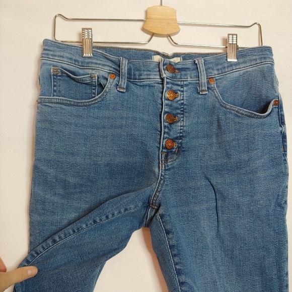 Madewell 9" Mid-Rise Skinny Crop Jeans Button-Front TENCEL Denim AJ173 30 - Picture 5 of 10